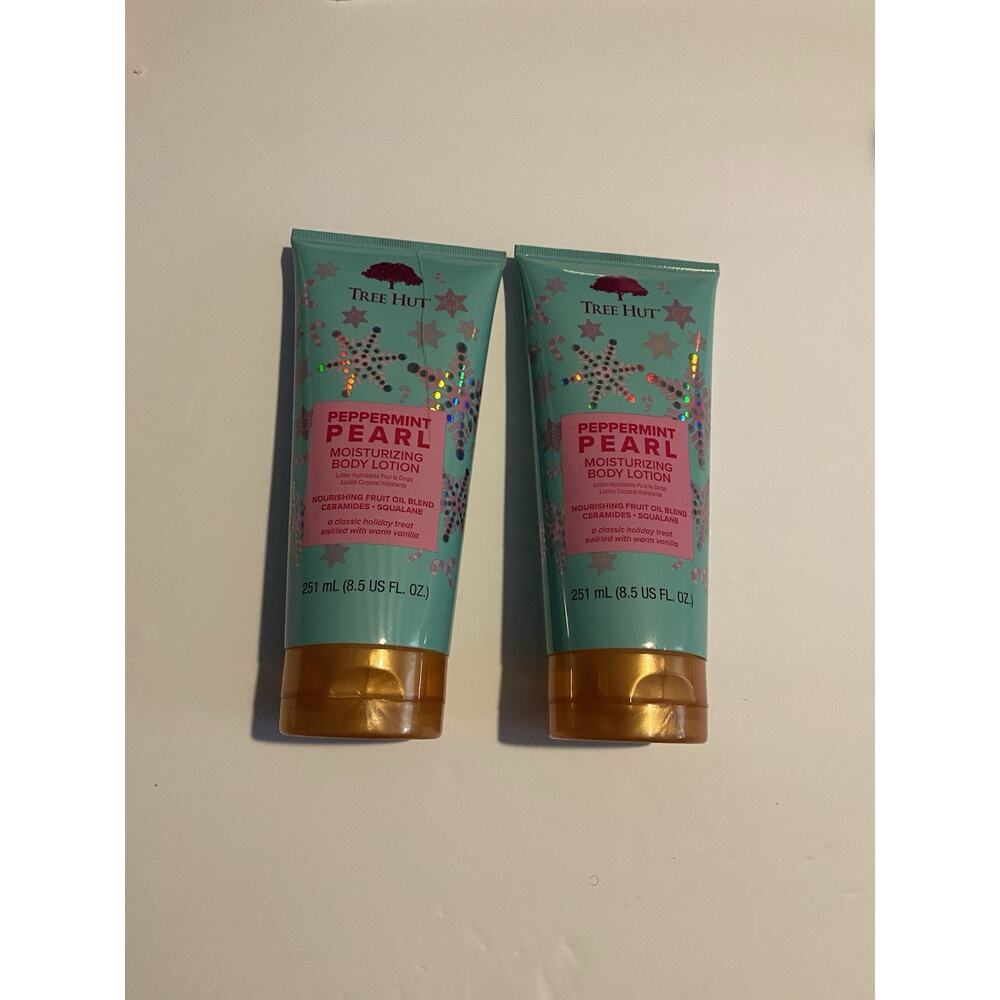Lot Of 2 Tree Hut Peppermint Pearl Moisturizing Body Lotion 8.5 Fl Oz Each
